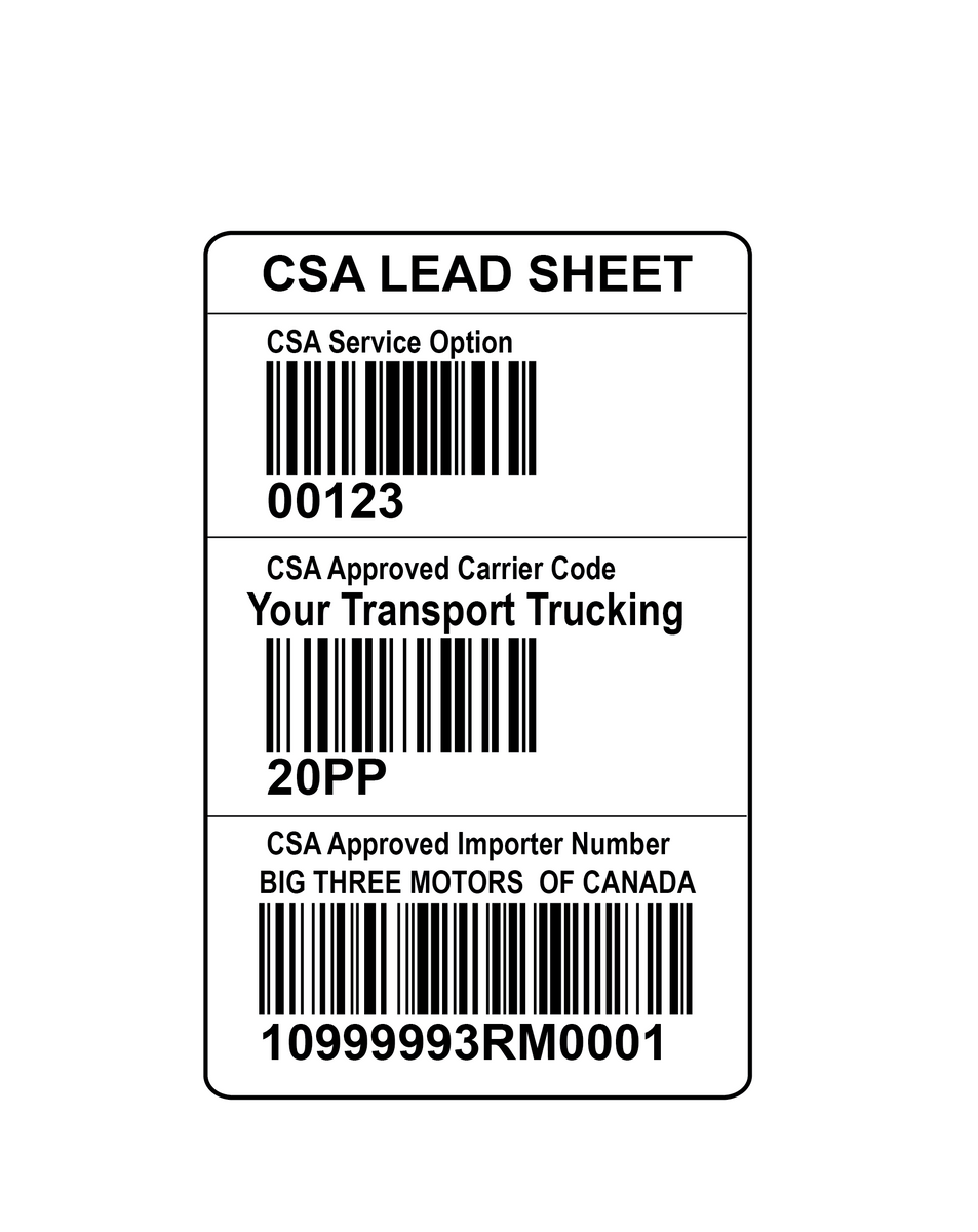 Sample Csa Label CSA Cards - BorderLabels.com