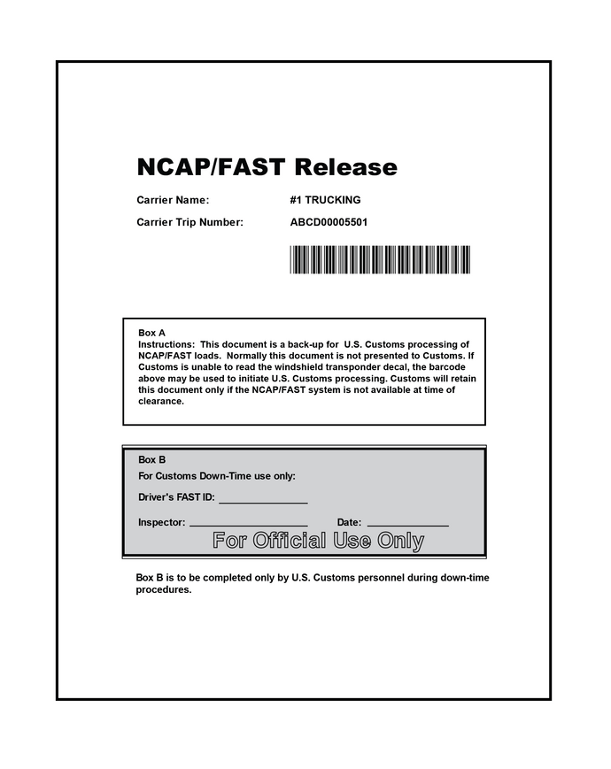 NCAP/FAST Sheets